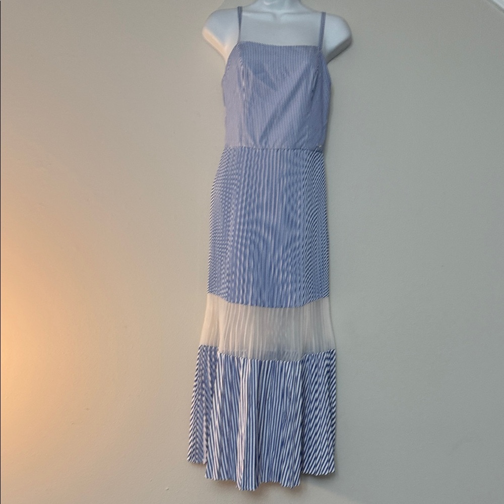Armani Exchange Blue and White Striped Midi Dress